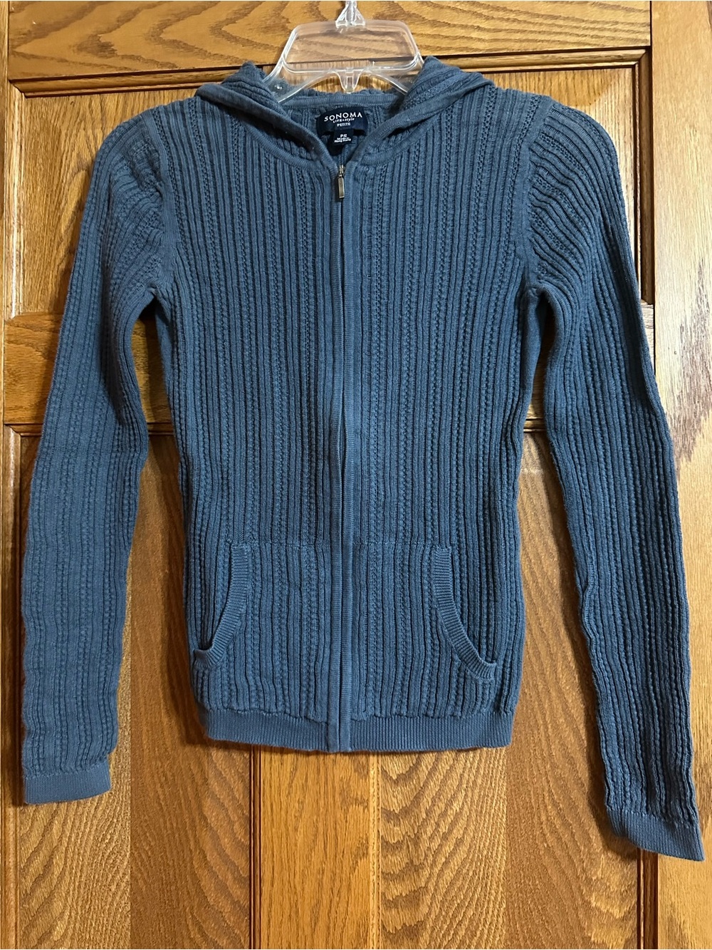 Sonoma women’s Ribbed Zip-Up Hoodie - Slate